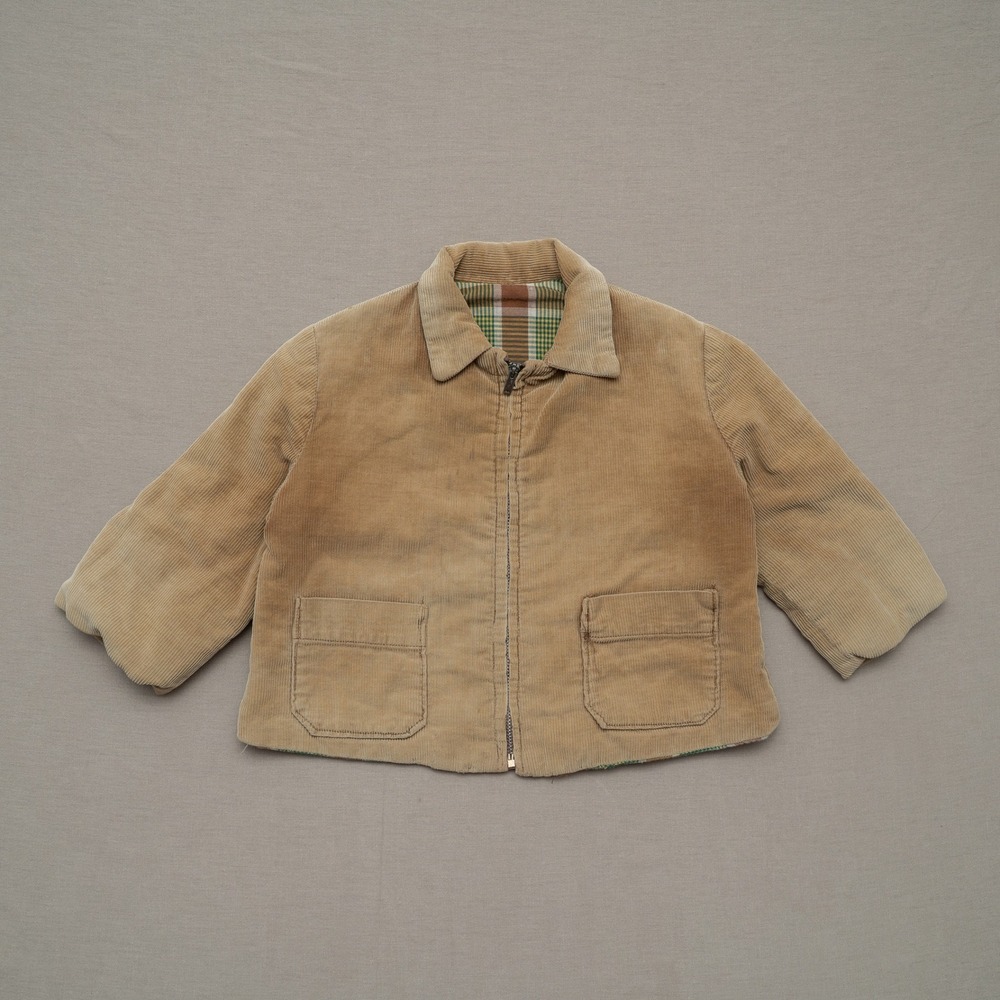 Vintage 50s 60s Corduroy Flannel Lined Zip‎ Up Ricky Jacket Talon Zip Youth 2/3T